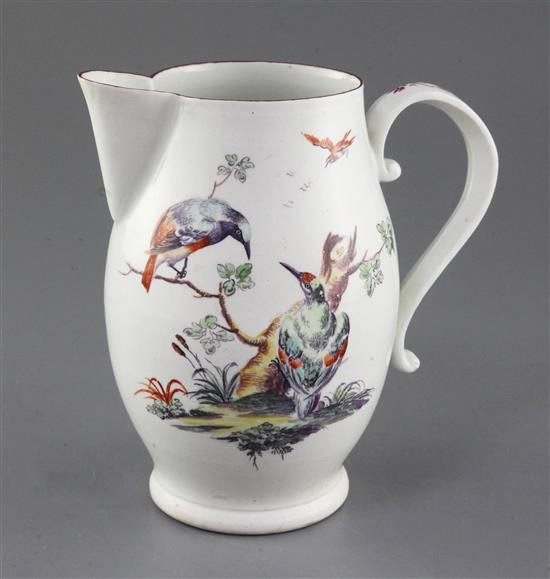 A Derby ovoid jug, c.1760-5, h. 17.5cm, slight restoration